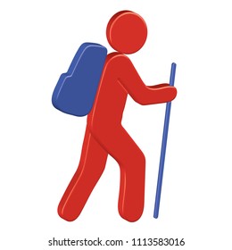 Hiking 3D icon illustration isolated vector sign symbol

