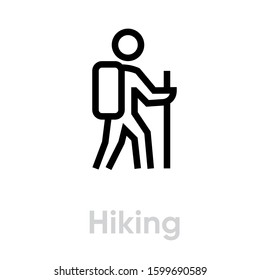 Hiking activity icon. Editable stroke