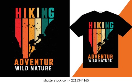 
excursionismo aventurero naturaleza salvaje T Shirt Design.montañismo, escalada en roca, aventura, al aire libre, vintage, montaña Camping

