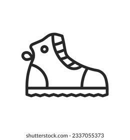 Hiking Adventure Boots Icon. Vector Line Illustration of Trekking Footwear for Outdoor Exploration and Nature Travel