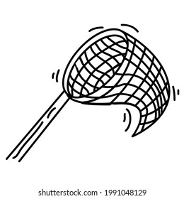 Hiking adventure butterfly net ,trip,travel,camping. hand drawn icon design, outline black, doodle icon, vector icon.