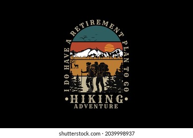 Hiking adventure, design silhouette retro style