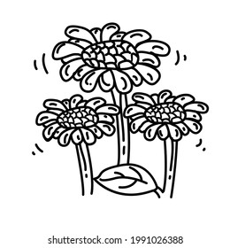 Hiking adventure flower ,trip,travel,camping. hand drawn icon design, outline black, doodle icon, vector icon.