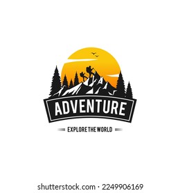 hiking adventure logo vector design