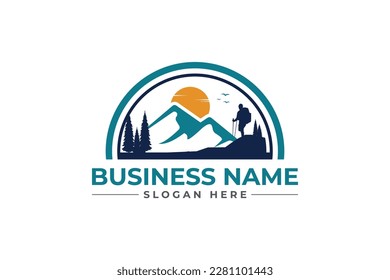 Hiking adventure Mountain Outdoor wilderness travel logo