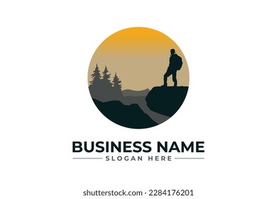 Hiking adventure Mountain Outdoor wilderness travel logo