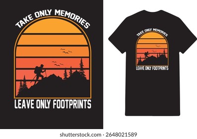 Hiking Adventure T Shirt Design with Sunset and Nature Quote