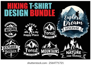 Hiking Adventure T-Shirt Design Bundle