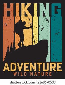 Hiking adventure wild nature vintage t-shirt design vector