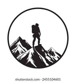 Hiking Adventures logo vector Stock Vector on White Background