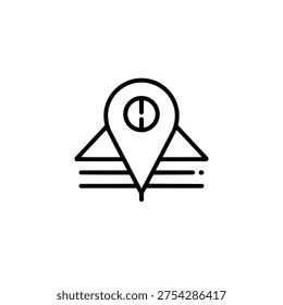 Hiking altitude marker icon logo design. Mountain elevation sign and symbol. Peak height marker icon. Outdoor adventure navigation.