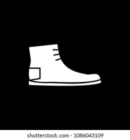 Hiking army military boot icon. Silhouette Hiking army military boot vector icon for web design isolated on black background