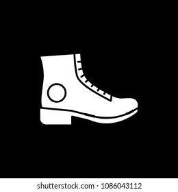 Hiking army military boot icon. Silhouette Hiking army military boot vector icon for web design isolated on black background