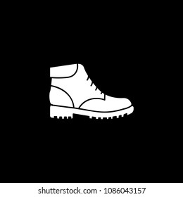 Hiking army military boot icon. Silhouette Hiking army military boot vector icon for web design isolated on black background