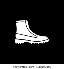 Hiking army military boot icon. Silhouette Hiking army military boot vector icon for web design isolated on black background
