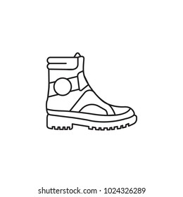 Hiking army military boot isolated on white background, combat American military boot. Shoe object