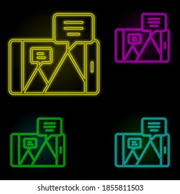 Senderismo, realidad aumentada, icono del juego de colores de neón móvil. Línea delgada simple, vector de contorno de iconos de realidad aumentada para ui y ux, sitio web o aplicación móvil