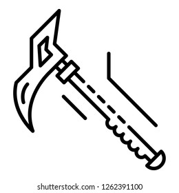 Hiking axe icon. Outline hiking axe vector icon for web design isolated on white background