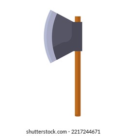Icono de ilustración del vector de hacha de senderismo aislado fondo blanco. Aventura al aire libre y elemento forestal del campamento. Equipo de excursión y expedición de camping. Campamento de objetos de exploración