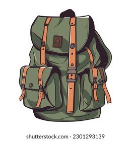 Hiking backpack for adventure travel in nature isolated