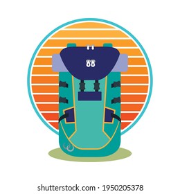 hiking backpack badge on background