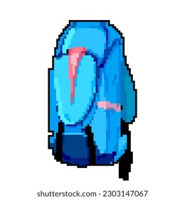 hiking backpack camp game pixel art retro vector. bit hiking backpack camp. old vintage illustration
