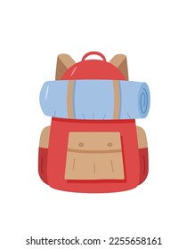 Rucksack für Wandern und Campen. Rucksack-Symbol, Vektorgrafik-Doodle-Illustration.