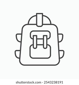 Wanderrucksack-Symbol in schwarz umrissen und geschlossen.
