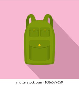 Hiking backpack icon. Flat illustration of hiking backpack vector icon for web design