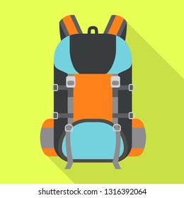 Hiking backpack icon. Flat illustration of hiking backpack vector icon for web design