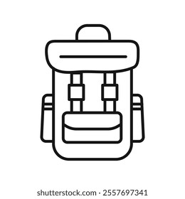 Hiking backpack icon Isolated flat vector in outline