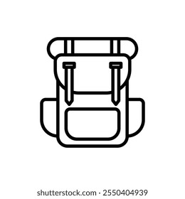 Hiking backpack icon linear logo isolated