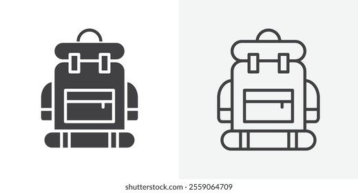 Hiking backpack icon. outlined vector style.