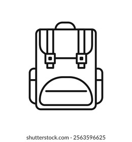 Hiking backpack icon Simple thin line flat symbol
