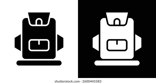 Hiking backpack icons vectors set in solid style.