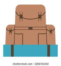 Hiking Backpack Isolated On A White Background. Tourist's Bag For Carrying Things. Flat Style. Vector Illustration