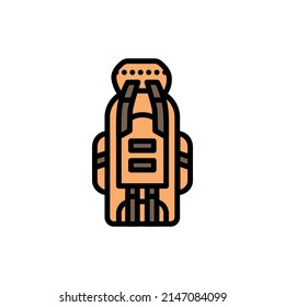 Icono de color de la línea de la mochila de senderismo. Elemento vector aislado.