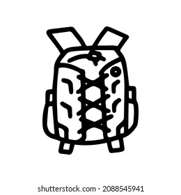 hiking backpack line vector doodle simple icon