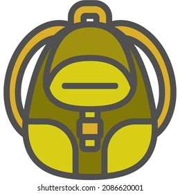 Hiking backpack linear icon with colored fill.Vector illustration.	