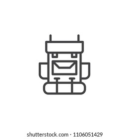 Hiking Backpack outline icon. linear style sign for mobile concept and web design. Tourist bag simple line vector icon. Symbol, logo illustration. Pixel perfect vector graphics