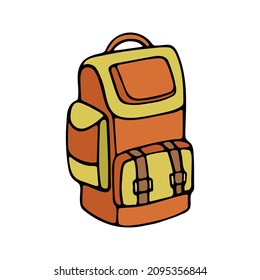 Hiking backpack, school backpack, travel backpack, vector.Camping equipment isolated on a white background.