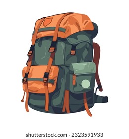 Hiking backpack symbol for adventure over white