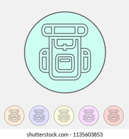 Hiking backpack trekking camping icon flat web sign symbol logo label