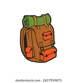 caminhando mochila vetor abstrato logotipo moderno