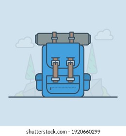 Hiking backpack vector icon illustration