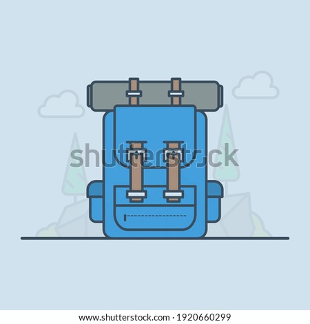 Hiking backpack vector icon illustration