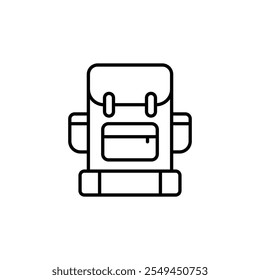 Hiking backpack vector icon outlined style.