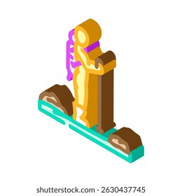 hiking backpack and walking stick isometric icon vector. hiking backpack and walking stick sign. isolated symbol illustration