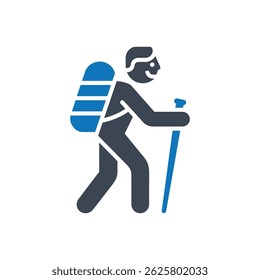 Hiking Backpacker Adventure Icon Isolated On White Background