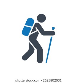 Hiking Backpacker Travel Icon Isolated On White Background
